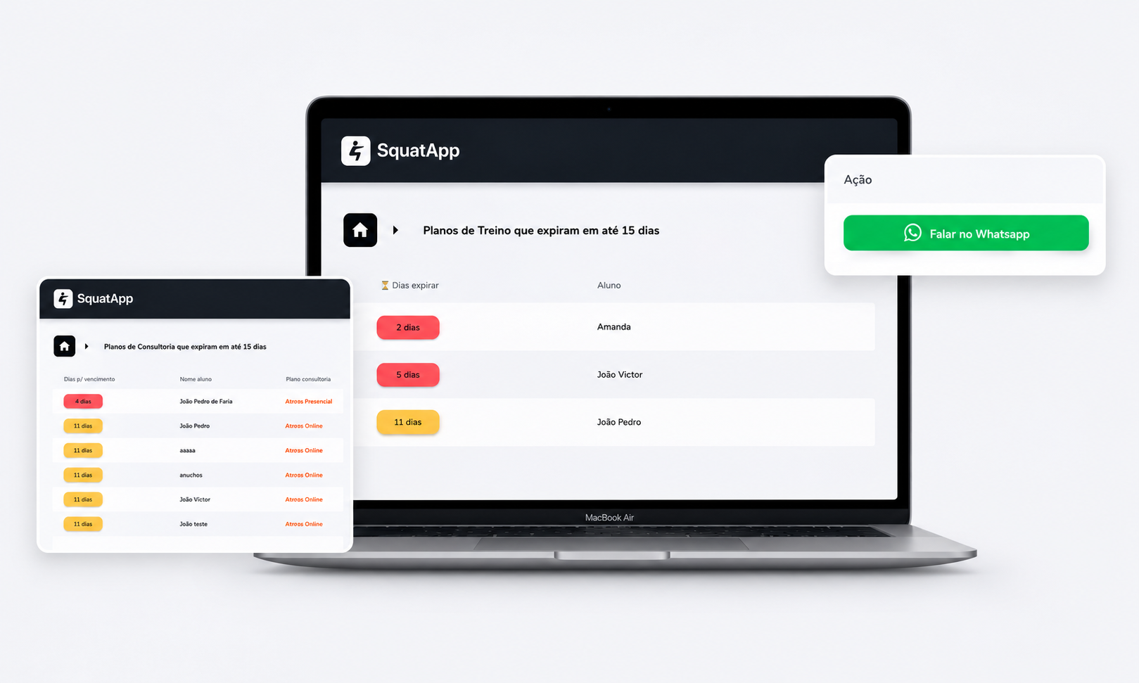 Notificações para alunos no SquatApp